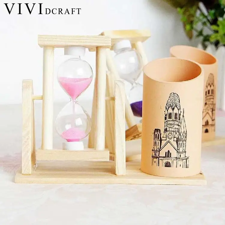 Vividcraft, креативный таймер, деревянная ручка, держатель, офисный стол, аксессуары с скрабом, карандаш, держатель для стола, ручка, подставка для подарка