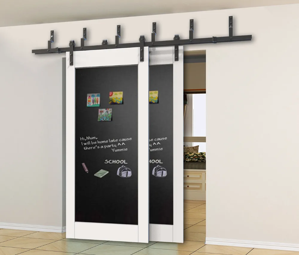 DIYHD 5ft 8ft Rustic Black Bypass sliding barn wood door ...
