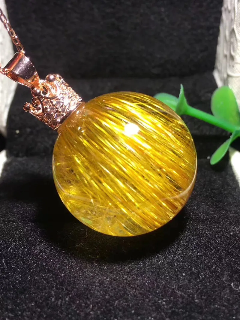 Natural Gold Rutilated Quartz Titanium Pendant (4)