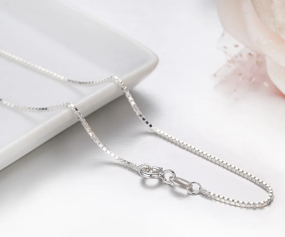 7 Sizes Available Pure 925 Sterling Silver Box Chain Necklace Women Men Kids Girls 35/40/45/50/60/70/80cm Jewelry kolye collares - Image 3