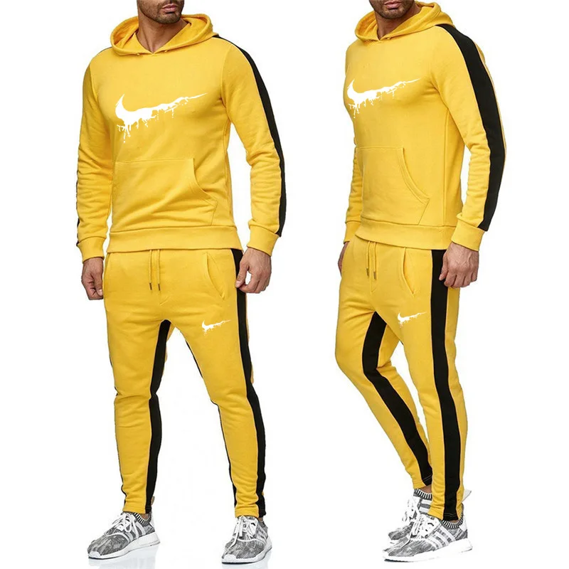 2019 The New Brand Tracksuit Fashion Men Sportswear Two Piece Sets All Cotton Fleece Thick hoodie+Pants Sporting Suit 2019 The New Brand Tracksuit Fashion Men Sportswear Two Piece Sets All Cotton Fleece Thick hoodie+Pants Sporting Suit