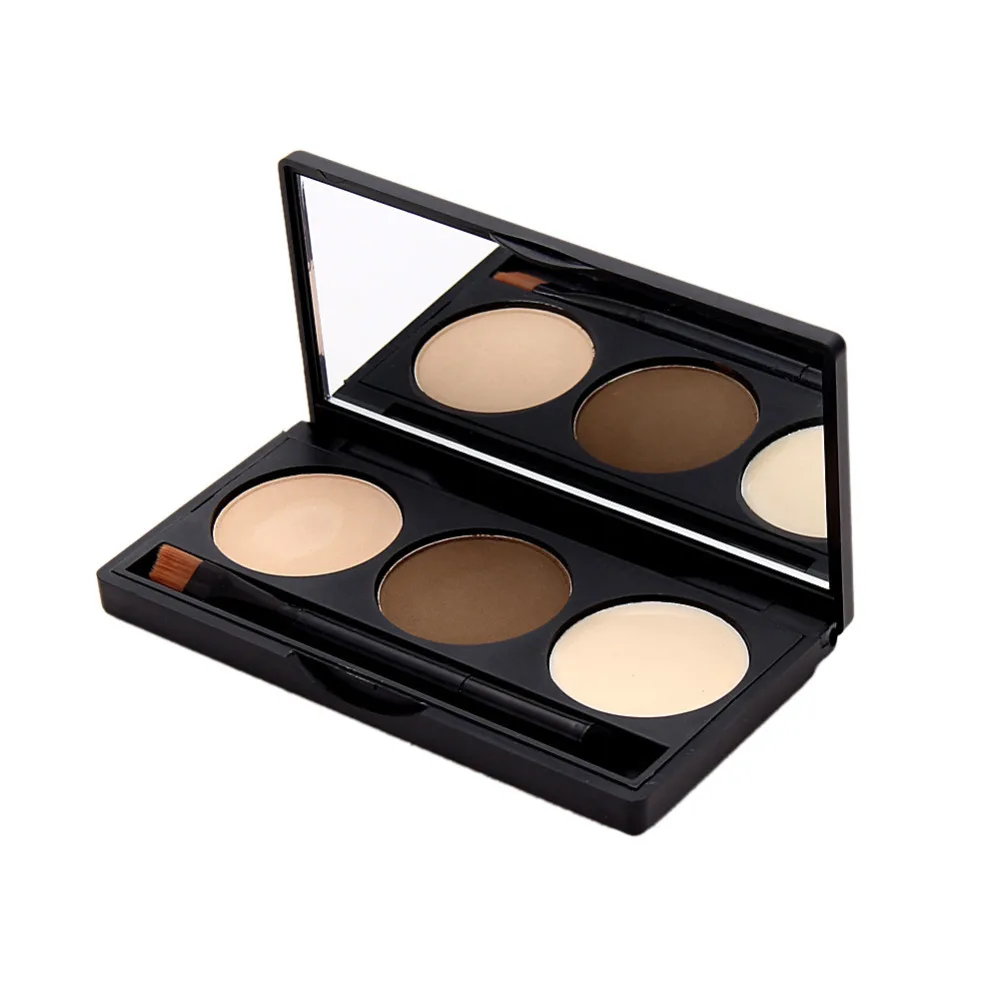 3 Colors Waterproof Eyebrow Palette Powder Eye Brow Enhance Plate Long