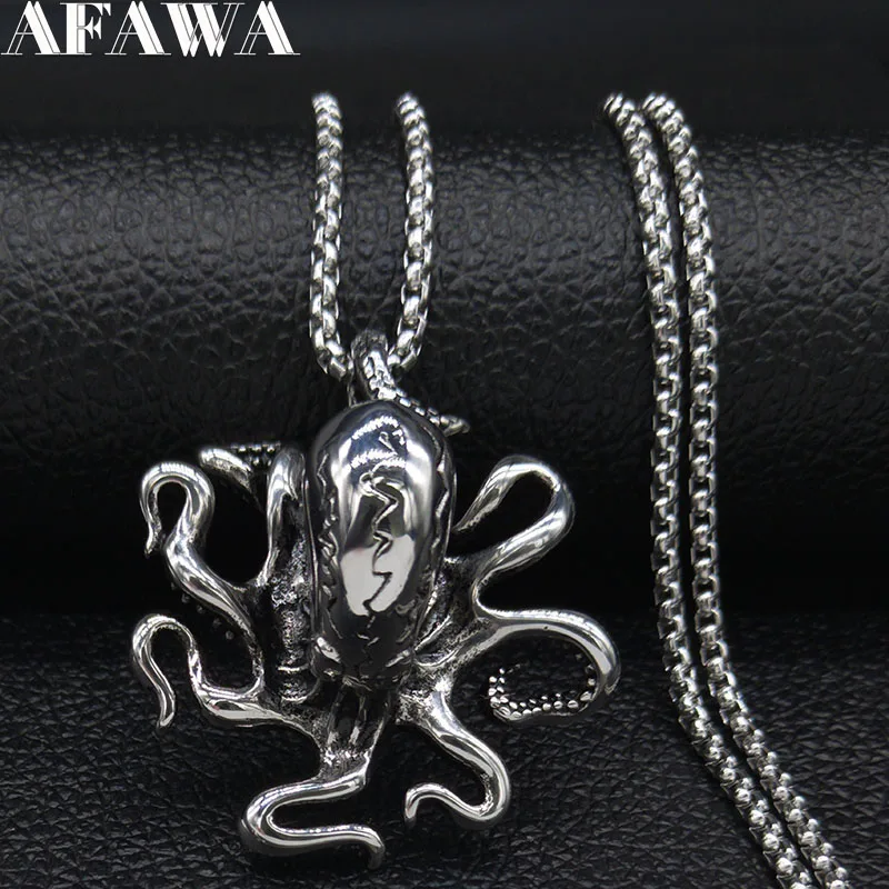 2022 Punk Octopus Stainless Steel Big Necklace Men Silver Color Choker
