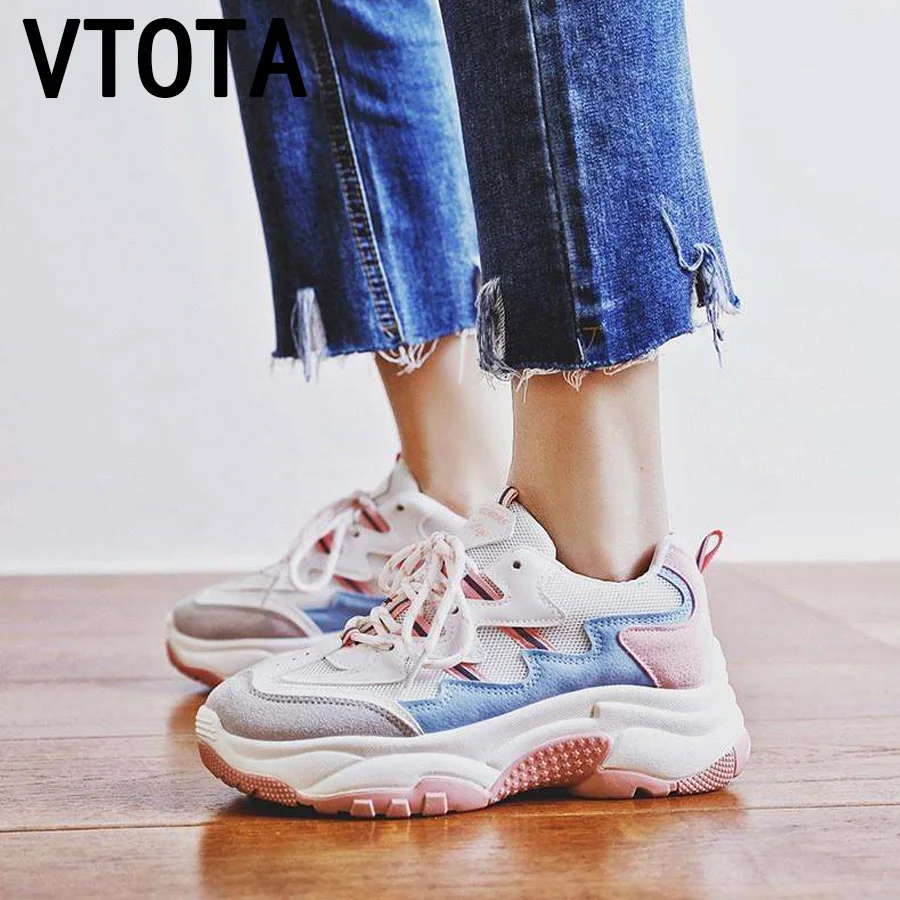 VTOTA 2018 الربيع الخريف أزياء السيدات حذاء كاجوال للمرأة أحذية مفلكنة تنفس البرية منصة النساء أحذية رياضية K3