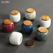 NOOLIM маленькие керамические чайные банки коробка для хранения конфет дорожная чайная упаковка бутылка герметичные мини-банки с бамбуковой крышкой