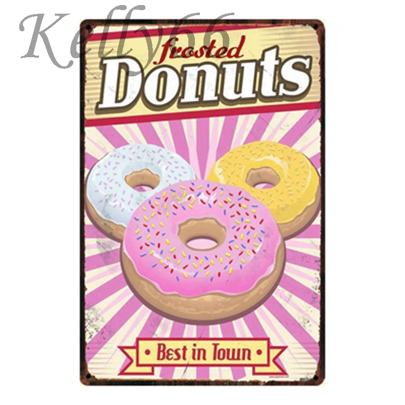 Best Donuts in town fresh delicious tin metal sign plaque wall art US SELLER