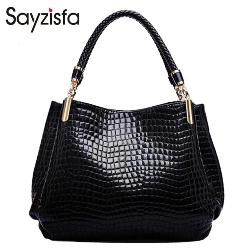 

Sayzisfa 2017 New Popular Women Handbag Alligator Pu Leather Shoulder Fashion Women Famous 3 Color Black Red Blue Ladies bagT280