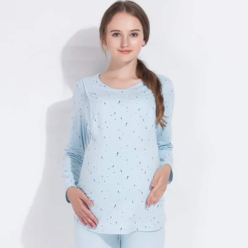 Maternity Sleepwear Breastfeeding Pajamas Soft Cotton Spring Autumn Breastfeeding Pajamas Nursing Pyjama Thermal Underwear A266