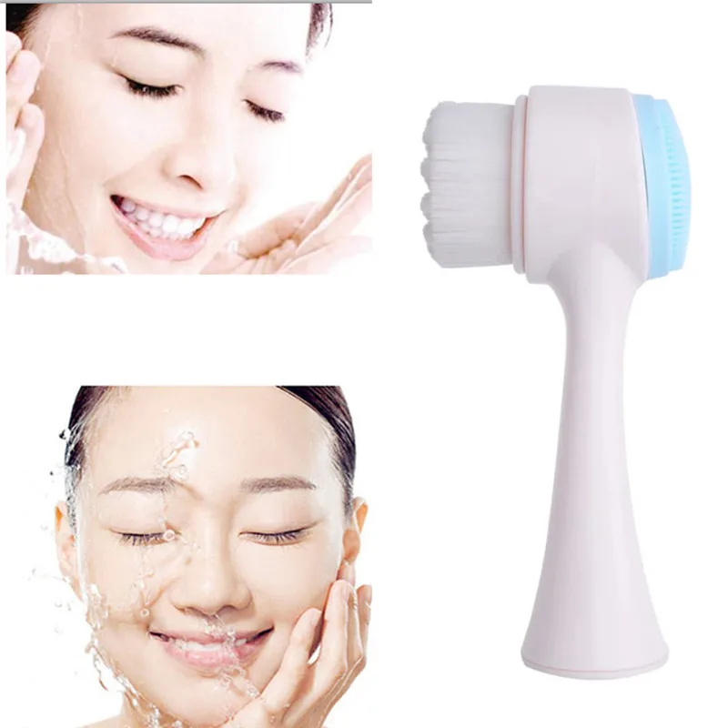 

2018 New Double Face Skin Cleaning Brush Face Washing Brush Silicone Facial Brush Cleansing Tool Deep Clean pincel maquiagem