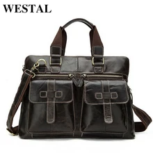 WESTAL Business Men Briefcase Handbags Genuine Leather Men Bag Messenger Bags Shoulder Crossbody Bags Leather Laptop