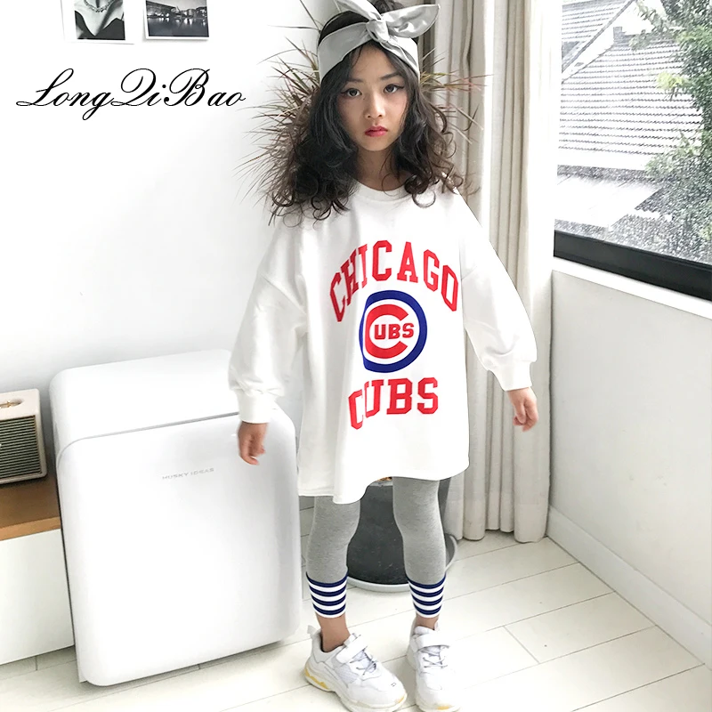 

Girls suit 2018 autumn new big children's children long-sleeved loose hooded sweater leggings Korean version of the tide