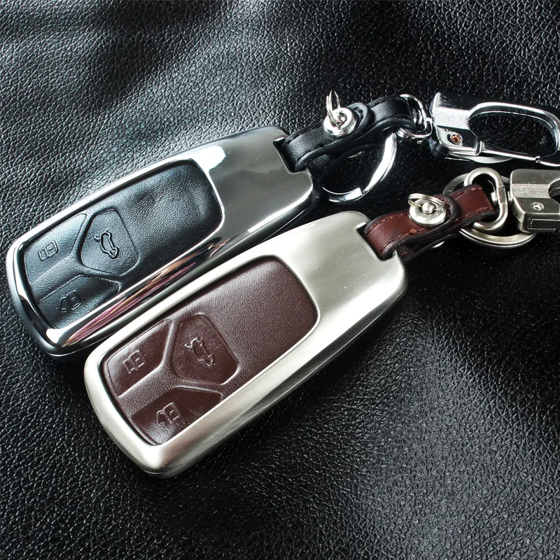 Чехол для автомобильного ключа из цинкового сплава/кожи 3 кнопки Audi A4L Q7 smart Key cover