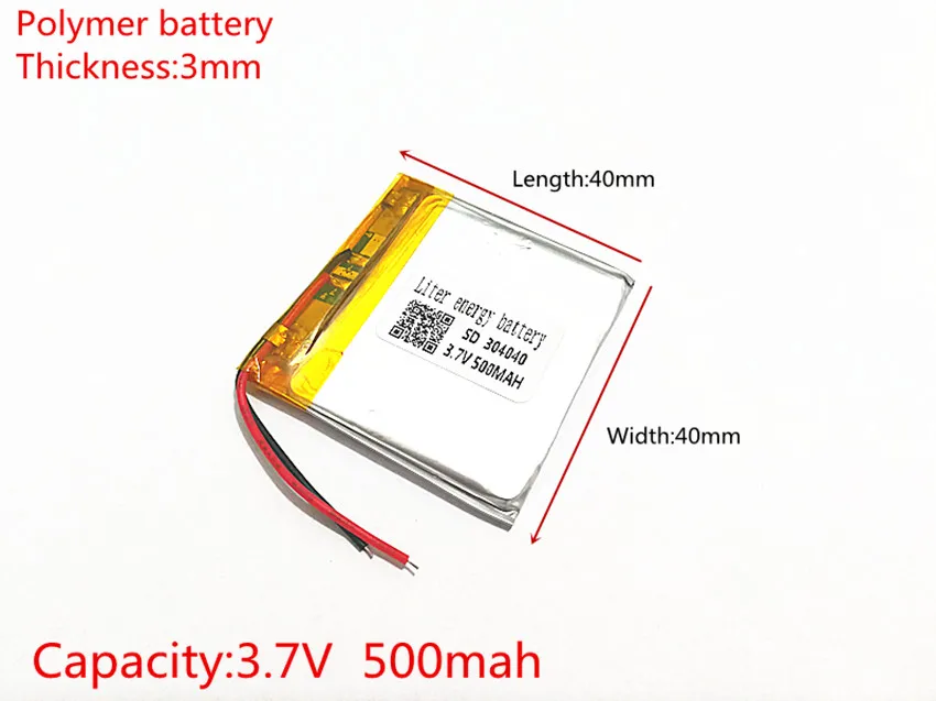 

best Size 304040 3.7V 500mah Lithium polymer Battery With Protection For MP3 MP4