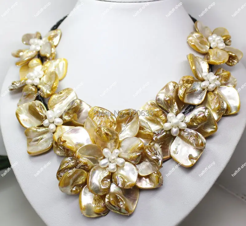 

ORANGE PURPLE yellow mop shell pearl pendant necklace 7 flower 18long fashio wholesale women's jewelry
