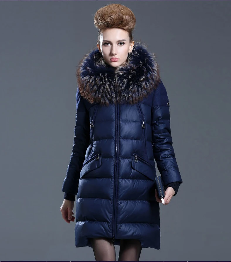 Европейская зимняя куртка женские зимние пуховики и пальто с мехом роскошная