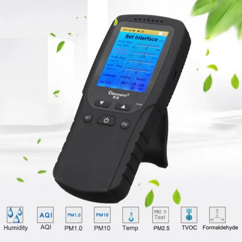 Газовый анализатор формальдегида HCHO PM1.0 PM2.5 PM10 TVOC Измеритель температуры и