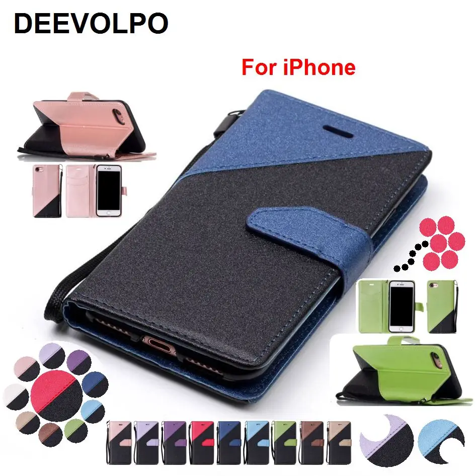 

DEEVOLPO Leather Coque Hit Color Cases For iPhone X 8 7 6S 6 Plus 5 5S SE Flash Powder Retro Phone Bags Card Slot Magnetic DP09Z