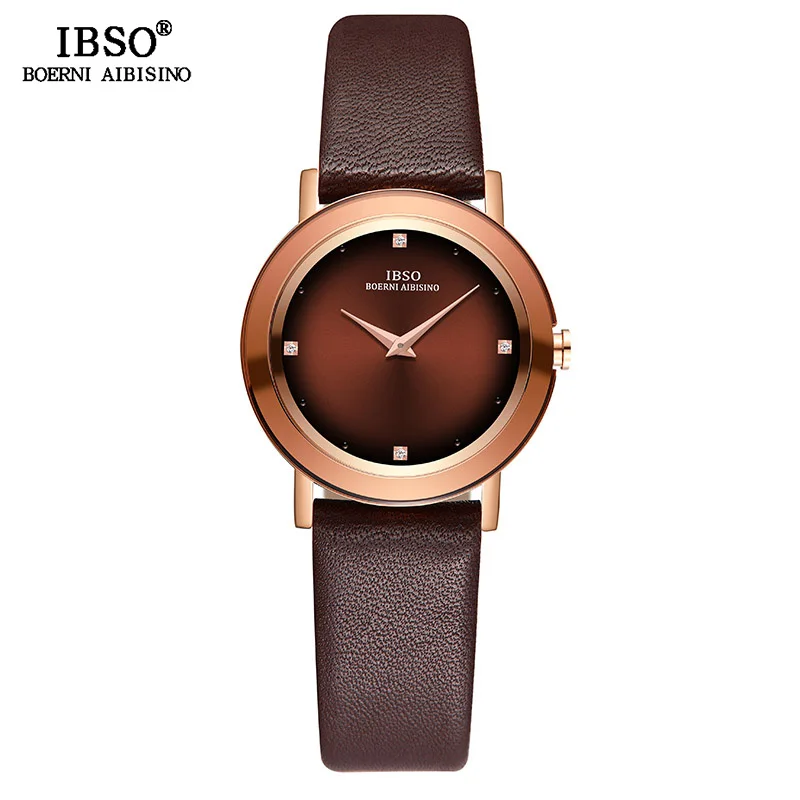 IBSO простые женские наручные часы из натуральной кожи Reloj Mujer Роскошные кварцевые