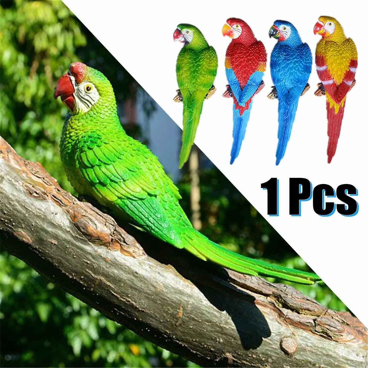 

Lifelike Resin Parrot Miniature Tree Hanging Wall Decoration Craft Statue Model Garden Lawn Sculpture Outdoor Yard Decoration