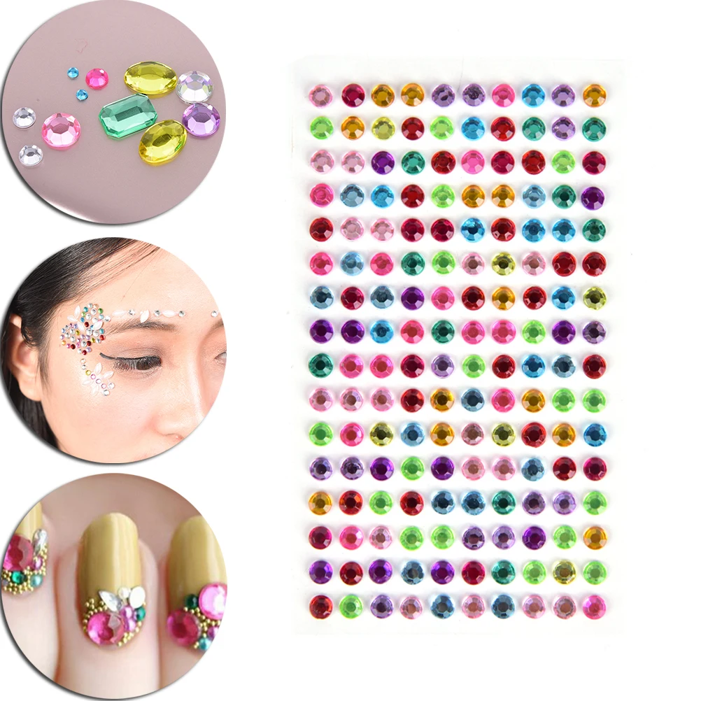 

160Pcs/sheet various Sticker DIY Mobile Acrylic Flat Paste Decoration Bling Self Adhesive Scrap Booking Stickers Car Sticker 5mm