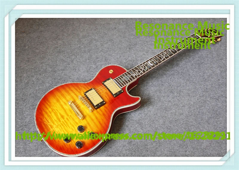 

New Arrival China 24 Frets CS Cherry Sunburst Finish Suneye LP Electric Guitars With Solid Mahogany Guitar Body For Sale