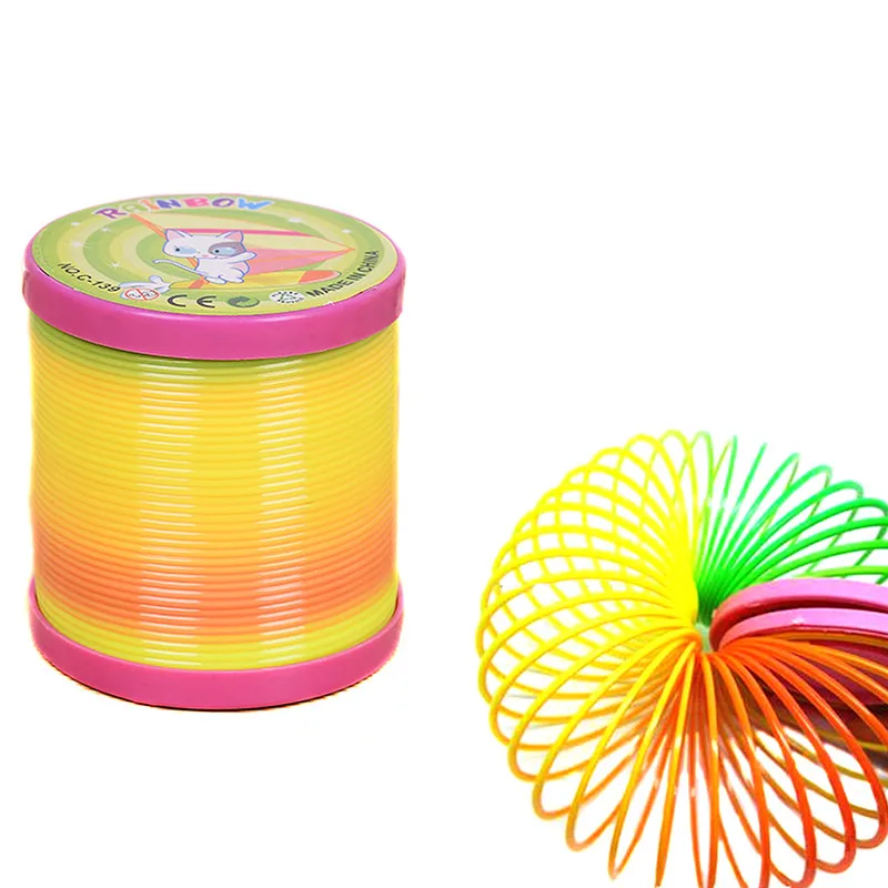 Дети магия Пластик Slinky Радуга весенние детские игрушки, красочные веселые Классические игрушки для Детский подарок Радуга круг катушки