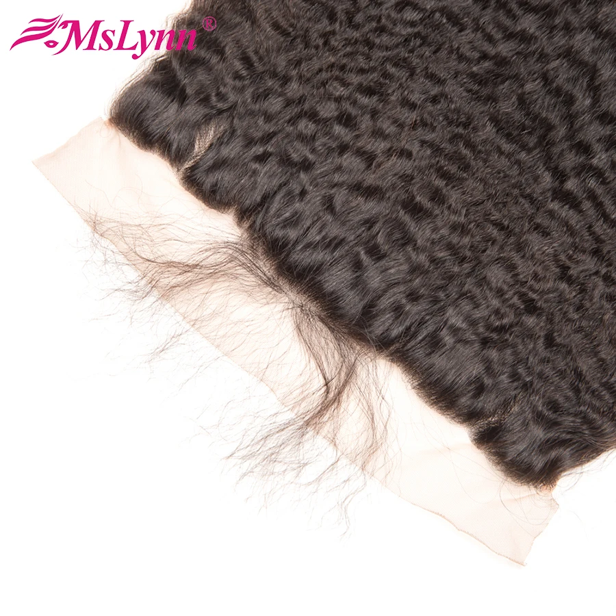 altMslynn Kinky Straight Hair Bundles With Closure Malaysian Hair 3 Bundles Human Hair With Lace Frontal Closure Non Remy Hair