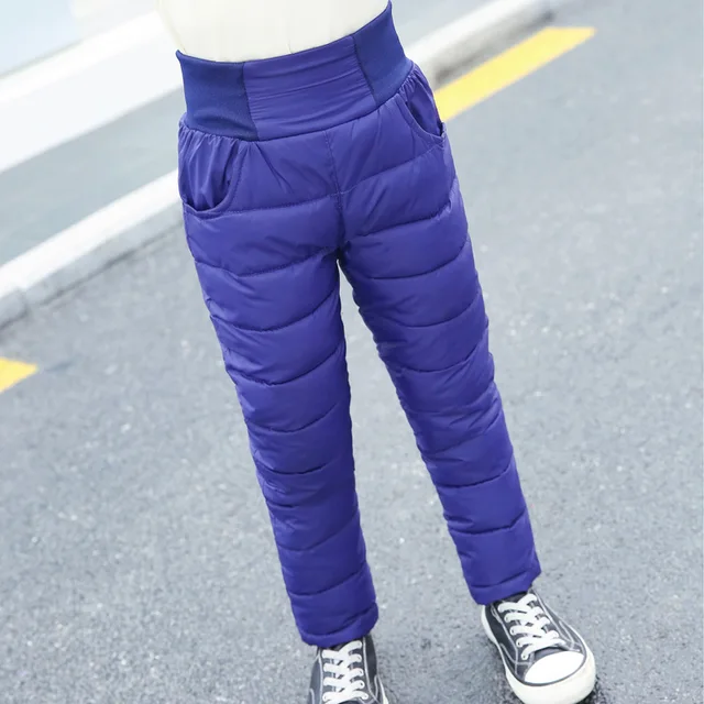 Child Girl Boy Winter Pants Cotton Padded Thick Warm Trousers Waterproof Ski Pants 10 12 Year Elastic High Waisted Baby Kid Pant 5