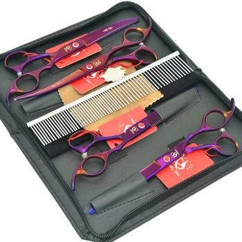 

Meisha 7 inch Pet Grooming Scissors Purple Dog Shears Japan 440c Hair Cutting Thinning Curved Clippers Grooming Tools HB0108