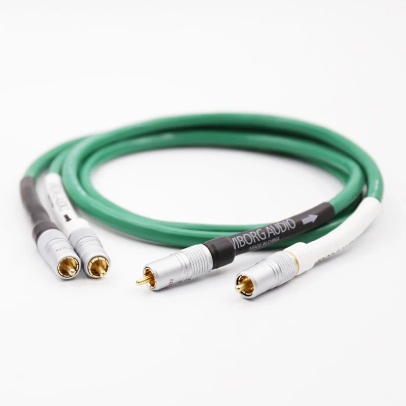 High Quality 6N 99.9999% OFC Male-Male RCA Interconnect Cable with Gold Plated RCA Plug for Hifi System