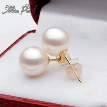 

wedding Women Gift word 925 Sterling real Freshwater pearl earrings round light to send his girlfriend