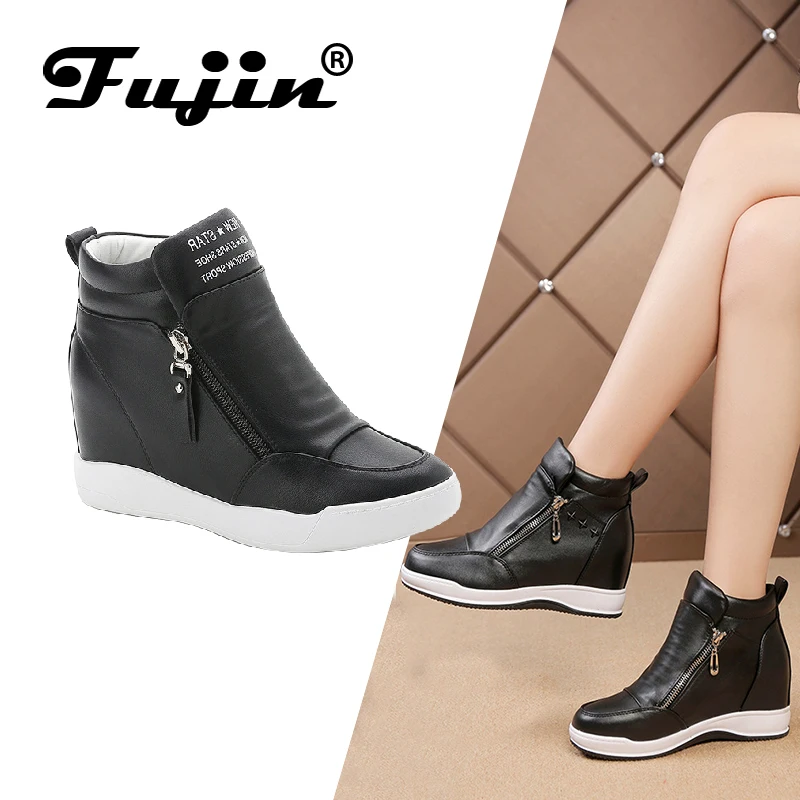 

FUJIN Brand Women Ankle Boots Winter Keep Warm Shoes Lace Up Pu Leather Female Shoes Comfotable for Women Shoes