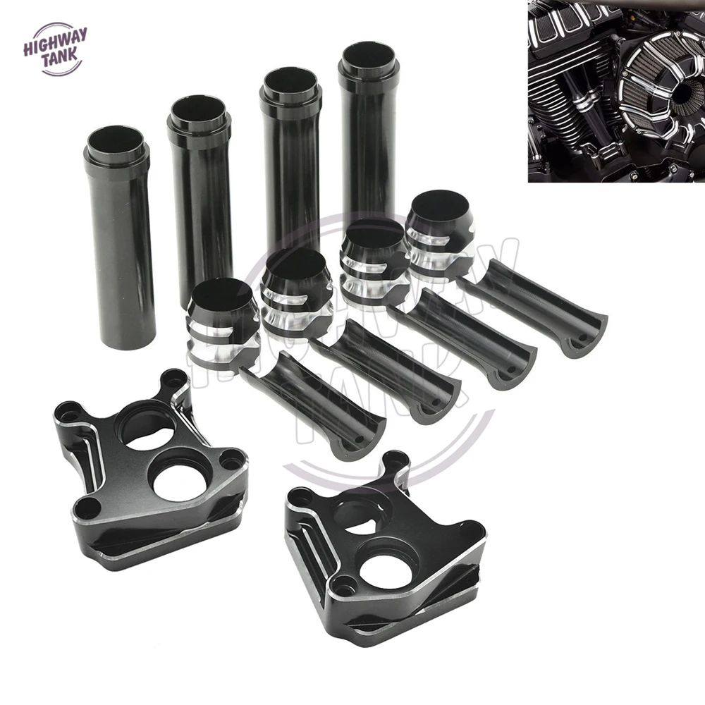 Black CNC Aluminum Cut Motorcycle Front Rear Pushrod Lifter Cover Case