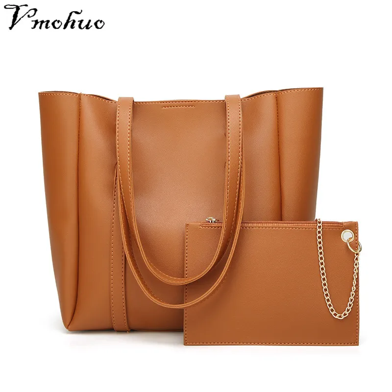 

VMOHUO 2PCS/SET Women Handbags Set Lady's Leather Shoulder Bags Female Large Capacity Casual Tote Bag And Handbags Sac Femme