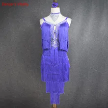 Стиль Костюмы для латинских танцев сексуальные ожерелья для танцев Senior Stones кисточкой латинские танцевальные платья для женщин конкурс латиноамериканских танцев платья S-4XL