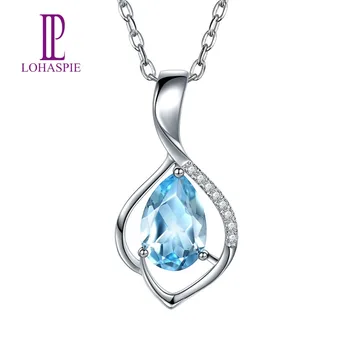 

Lohaspie Diamond-Jewelry Solid 18K 750 White Gold 1.06ct Natural Gemstone Aquamarine Pendant Stone Jewelry For March Birthday