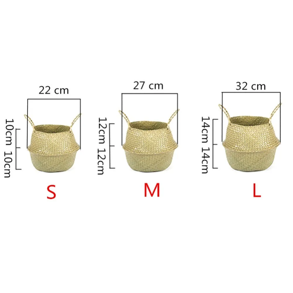 Бытовые складные природные водоросли Плетеный горшок для хранения садовый цветочный горшок ротанг-плантатор Seagrass корзина для белья 1 шт