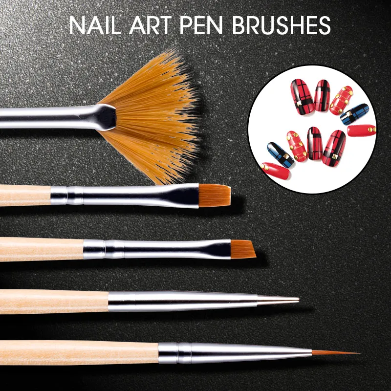Modelones, 5 шт./лот, деревянная ручка для рисования ногтей, кисть, маникюрный набор, сделай сам, кисти для рисования ногти, художественные инструменты, точечная ручка для гель-лака