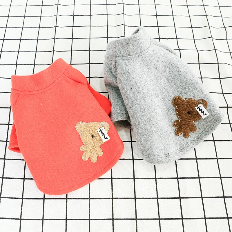 Одежда для собак Тедди Померанский бишон фризе маленькая одежда для собак щенков патч вышивка милый медведь шерстяное пальто