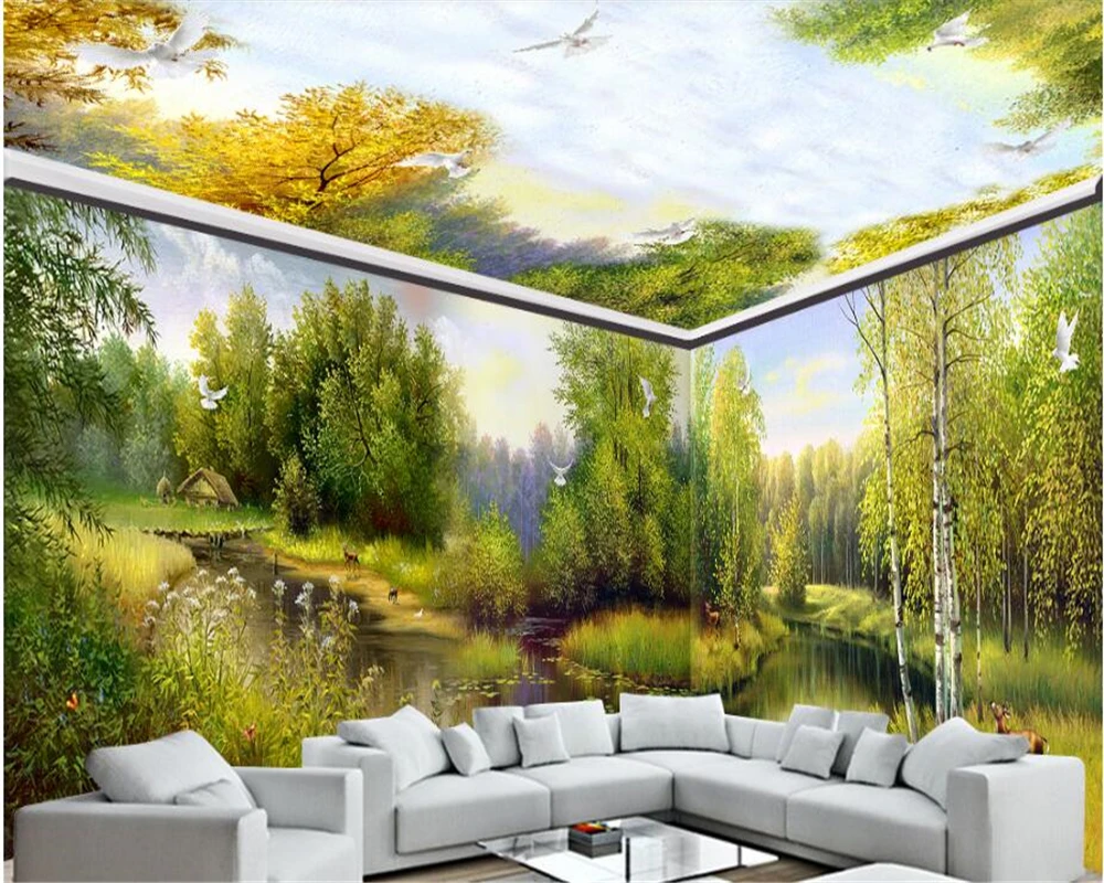 beibehang Dream fashion thickening wallpaper garden forest Elk Nordic