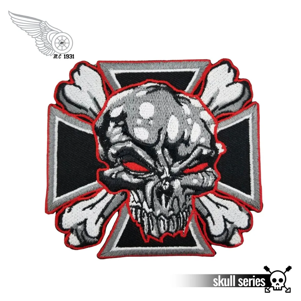 Evil Skull Bone Cross Embroidered Patch Applique Sew On Any Garment