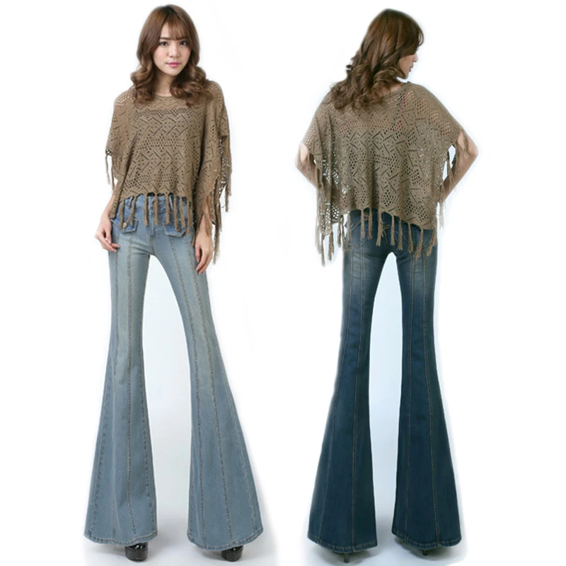high waisted flared denim jeans