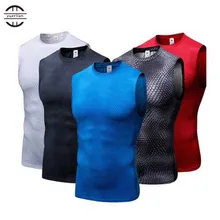Yel высокие эластичные Для мужчин компрессионные колготки женские тренажерный зал майка быстросохнущая рукавов рубашки спорта Для мужчин s жилет спорта тройник прохладно работает жилет