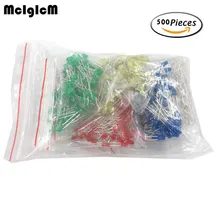 MCIGICM 500 шт. 3 мм светодиодный набор диодов смешанных цветов красный зеленый желтый синий белый