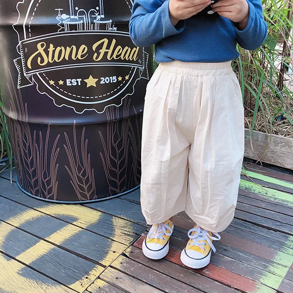 Новые детские модные Trousers1-6T брюки из чистого хлопка для маленьких девочек Однотонные шаровары свободные повседневные штаны для маленьких девочек