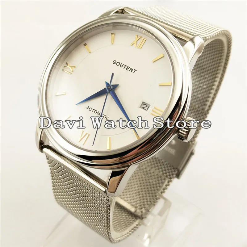 

40mm White Dial Professional business Date MIYOTA Automatic Men's steel Watch 2829
