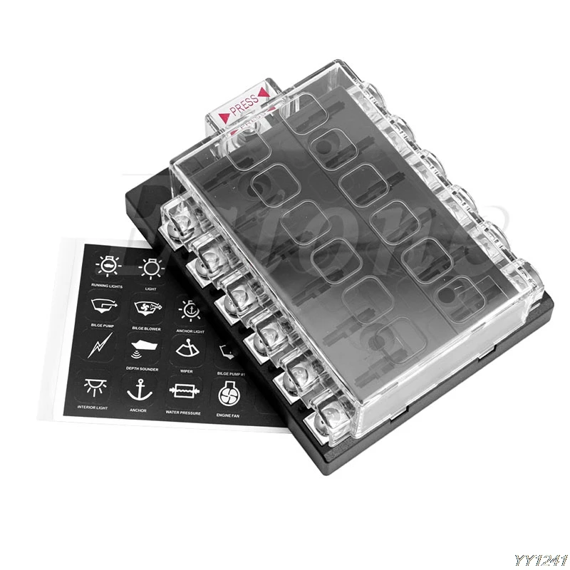 

New DC32V 12 Way Car Boat Circuit Standard ATO ATC Blade Fuse Box Block Holder G6KC