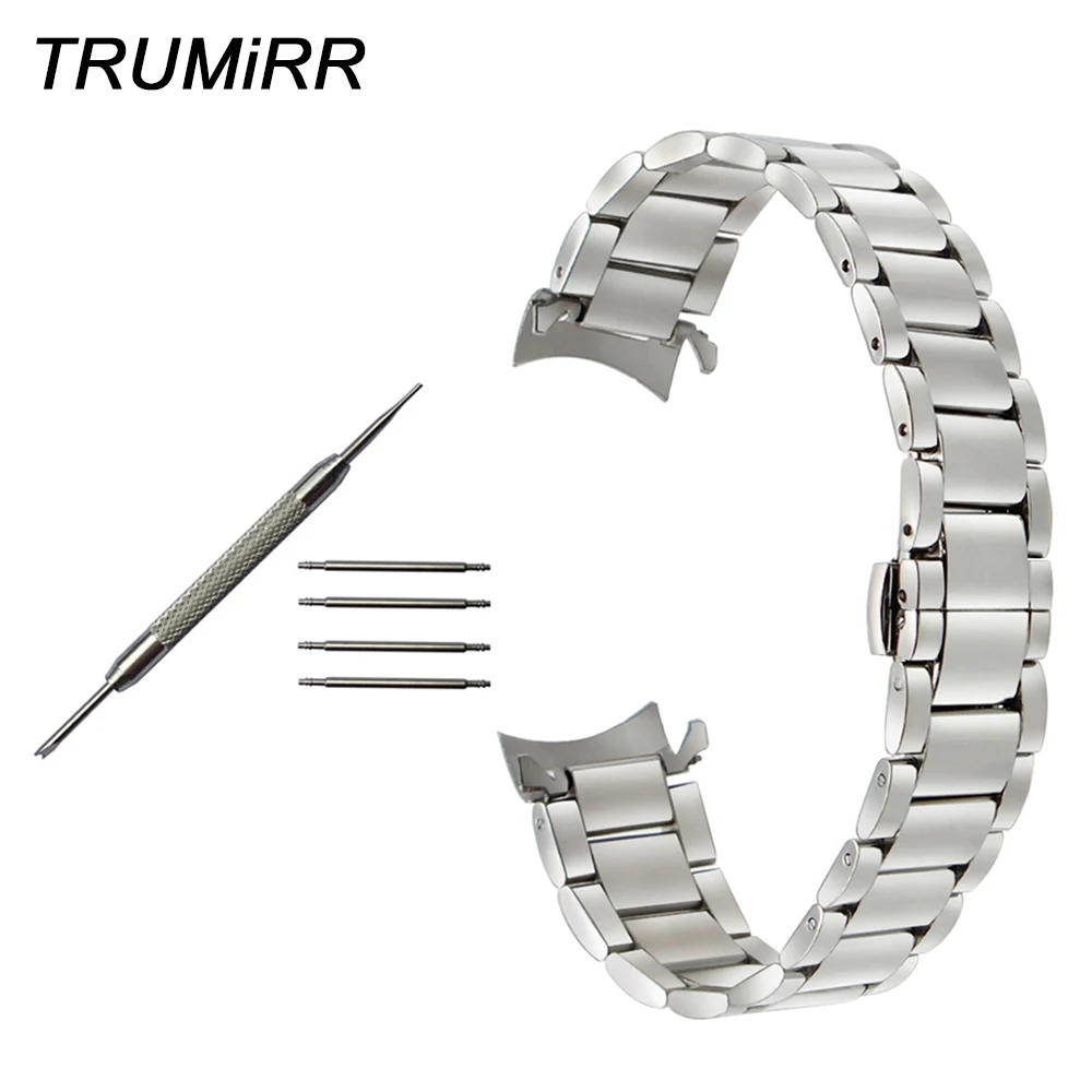 Stainless Steel Watchband Curved End Strap for Breitling Men Women