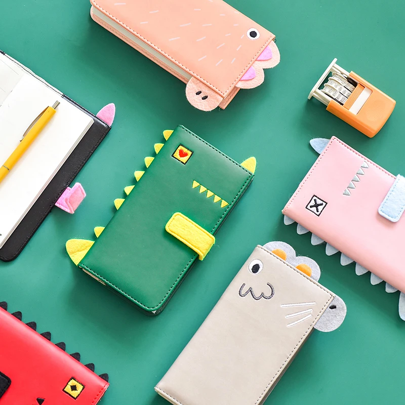 

Kawaii Dinosaurs Planner Notebook Fabric Animal Scrapbook Soft PU Cover Diary Office Creative School Supplies Cute Stationery