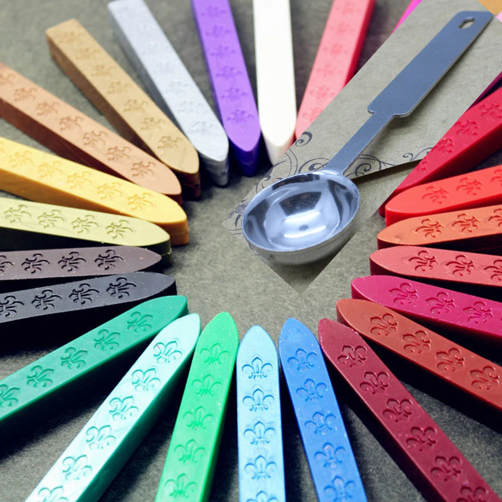 5 Pz Ceralacca + 1 Pz Spoon Retro Bollo Winered Vintage Bastone Di Cera Vino Tinto Sellado Sax Palillo Sello De La Cera De Sellos